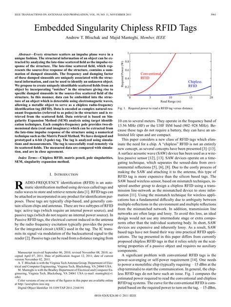 Embedded Singularity Chipless RFID Tags 